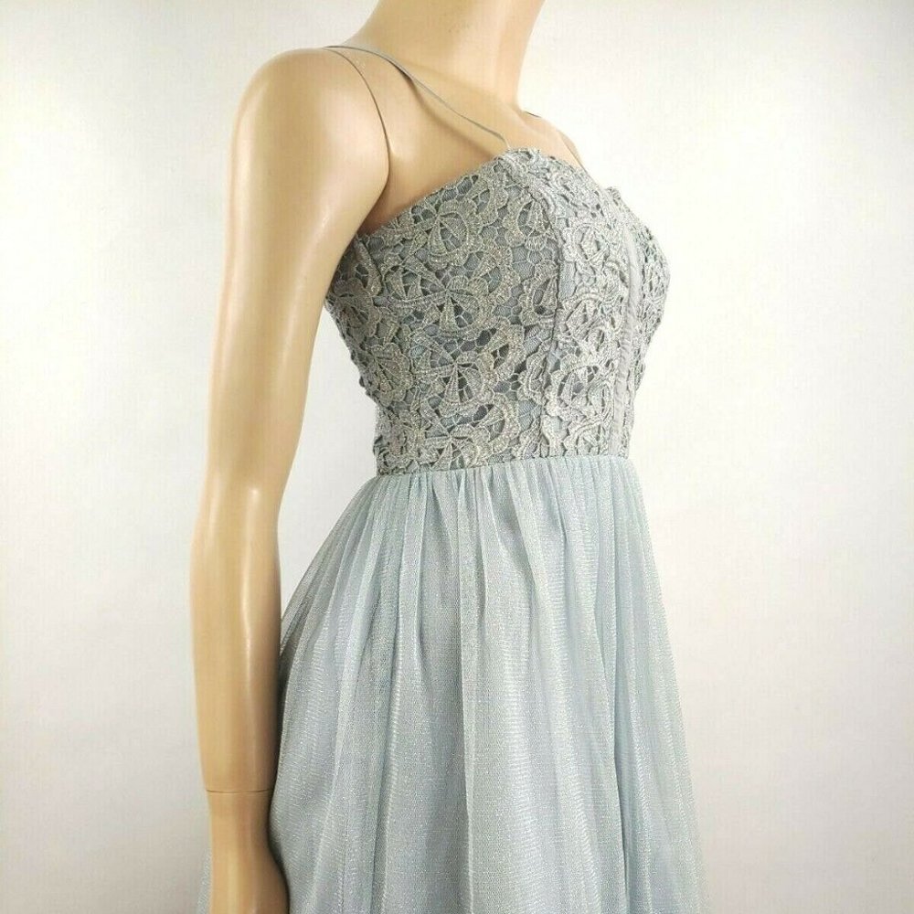 City Triangles Mini Dress Blue Lace And Tulle Size 7 - Picture 2 of 7